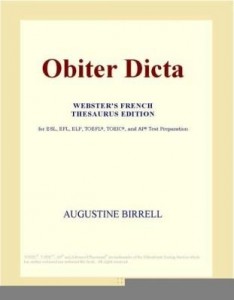 Baixar Obiter Dicta (Webster's French Thesaurus Edition) pdf, epub, eBook