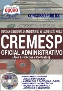 Baixar Apostila Concurso CREMESP 2016: OFICIAL ADMINISTRATIVO (ÁREA LICITAÇÕES E CONTRATOS) pdf, epub, eBook